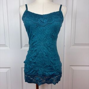 Dressbarn Teal Lace Trim Camisole Tank